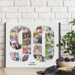 90e verjaardag Foto Collage nummer 90 Gray Imitatie Canvas Print<br><div class="desc">Creëer je eigen persoonlijke foto cadeau voor een 90e verjaardag. Deze mooie fotocollage is in de vorm van het getal 90 op een witte achtergrond met neutrale donkergrijze randen. Het fotomalplaatje is klaar voor u om uw eigen foto's aan elk aantal toe te voegen en u kunt met de naam...</div>