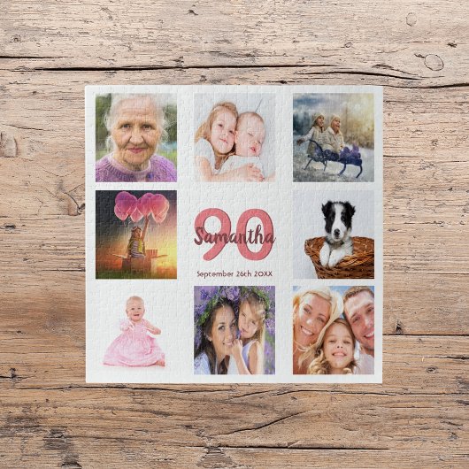 90e verjaardag foto collage vrouw wit legpuzzel