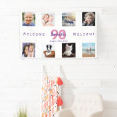 90e verjaardag foto collage vrouw wit spandoek (Insitu)