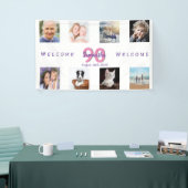 90e verjaardag foto collage vrouw wit spandoek (Beurs)
