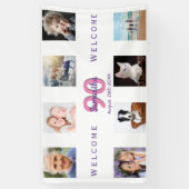 90e verjaardag foto collage vrouw wit spandoek (Verticaal)