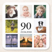 90e verjaardag foto collage wit kartonnen onderzetters (Voorkant)