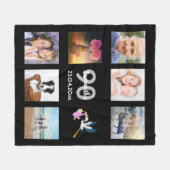 90e verjaardag foto collage zwart fleece deken (Voorkant (Horizontaal))