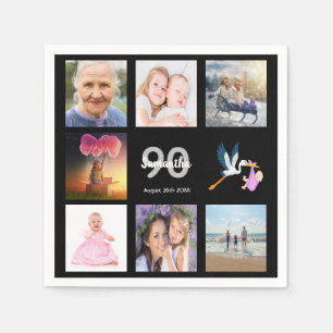 90e verjaardag foto collage zwart servet