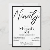 90e verjaardag Foto Elegant Monogram Birthday Invi Kaart (Voorkant)