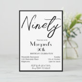 90e verjaardag Foto Elegant Monogram Birthday Invi Kaart (Staand voorkant)