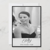 90e verjaardag Foto Elegant Monogram Birthday Invi Kaart (Achterkant)