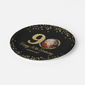 90e verjaardag foto Elegant zwart goud glitter Papieren Bordje (Gekanteld)