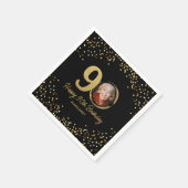 90e verjaardag foto Elegant zwart goud glitter Servet (Hoek)