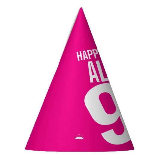 90e verjaardag foto gepersonaliseerd wit heet roze feesthoedjes (Links)