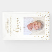 90e verjaardag Foto Gold Confetti White Spandoek (Horizontaal)