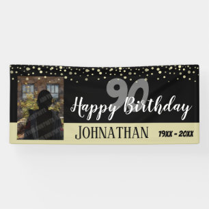 90e verjaardag Foto met Confetti Spandoek