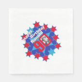 90e verjaardag foto naam rode ster lunch servetten (Voorkant)