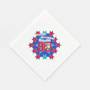 90e verjaardag foto naam rode ster lunch servetten