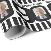 90e verjaardag foto plezier zwart-wit wrapping cadeaupapier (Rol Hoek)