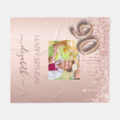 90e verjaardag foto roos goud glitter blush roze fleece deken (Voorkant (Horizontaal))