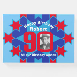 90e verjaardag foto ster rood blauw gastenboek