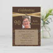 90e verjaardag Foto-uitnodigingen van Elegant Kaart (Staand voorkant)