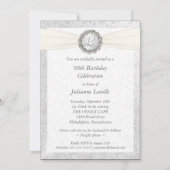 90e verjaardag Foto-uitnodigingen - Zilver en wit Kaart (Achterkant)