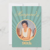 90e verjaardag foto zonnestralen gouden kleur uitn kaart (Voorkant)