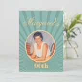 90e verjaardag foto zonnestralen gouden kleur uitn kaart (Staand voorkant)