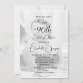 90e verjaardag foto zwart wit elegante verjaardag kaart (Voorkant)