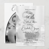 90e verjaardag foto zwart wit elegante verjaardag kaart (Voorkant / Achterkant)