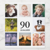 90e verjaardag fotocollage man wijn etiket (Enkel label)