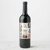 90e verjaardag fotocollage man wijn etiket (Voorkant)