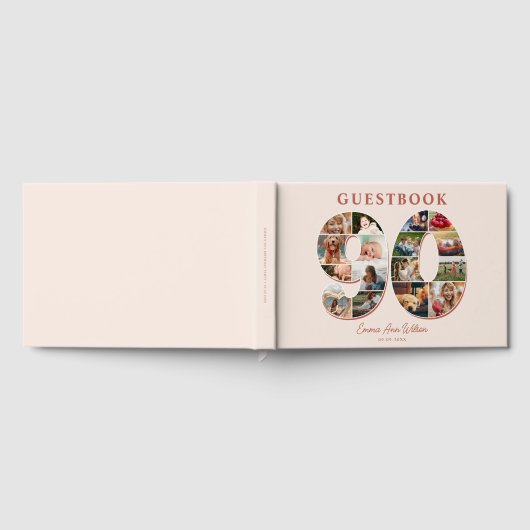 90e verjaardag Fotocollage Milestone Guestbook Gastenboek (Volledig)