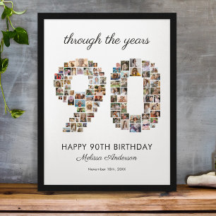 90e verjaardag fotocollage poster