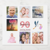 90e verjaardag fotocollage sparkling wijnetiket (Enkel label)