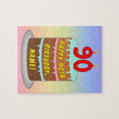 90e verjaardag: Fun Cake and Candles + Custom Name Legpuzzel (Horizontaal)