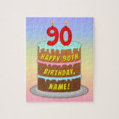 90e verjaardag: Fun Cake and Candles + Custom Name Legpuzzel (Verticaal)