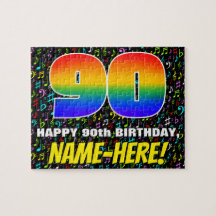90e verjaardag — Fun, Colorful Music Symbols & "90