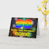 90e verjaardag: Fun, kleurrijk gevuurwerk Kaart (Gele Bloem)