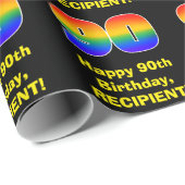 90e verjaardag: Fun, kleurrijke regenboog geïnspir Cadeaupapier (Rol Hoek)