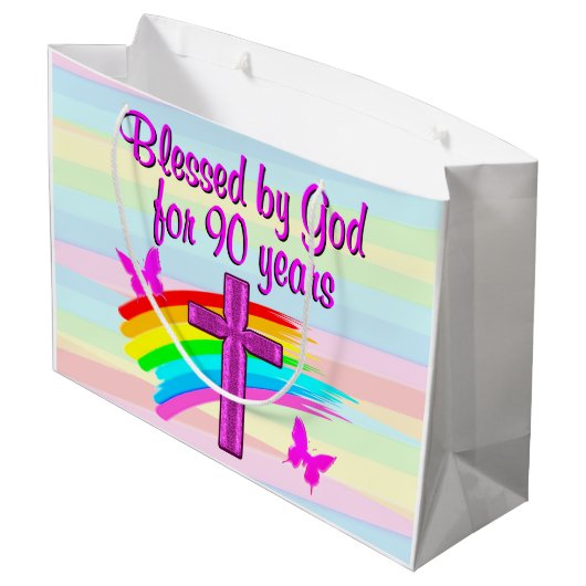  90E VERJAARDAG GEBED GESCHENKTAS GROOT CADEAUZAKJE (Achterkant Gekanteld)