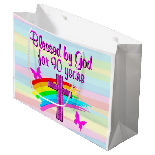  90E VERJAARDAG GEBED GESCHENKTAS GROOT CADEAUZAKJE (Voorkant Gekanteld)