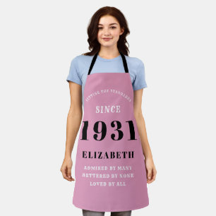 90e verjaardag Geboren 1931 Roze Zwarte Dame Schort