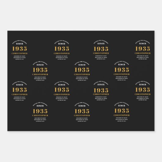 90e verjaardag geboren 1936 Voeg naam toe Zwart Go Inpakpapier Vel (Voorkant)