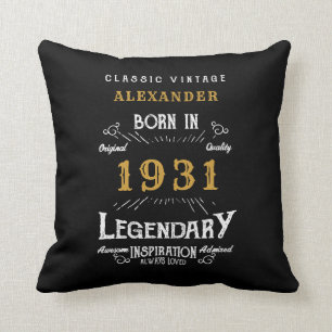 90e verjaardag Geboren in 1931 Retro Black geperso Kussen