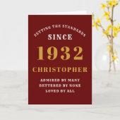 90e verjaardag Geboren in 1932 Rood goud Kaart (Gele Bloem)