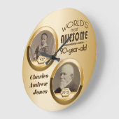 90e verjaardag Gepersonaliseerd dan nu Gold Photo  Grote Klok (Hoek)