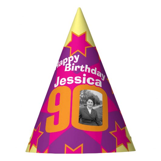 90e verjaardag gepersonaliseerde pet van de fotost feesthoedjes (Voorkant)