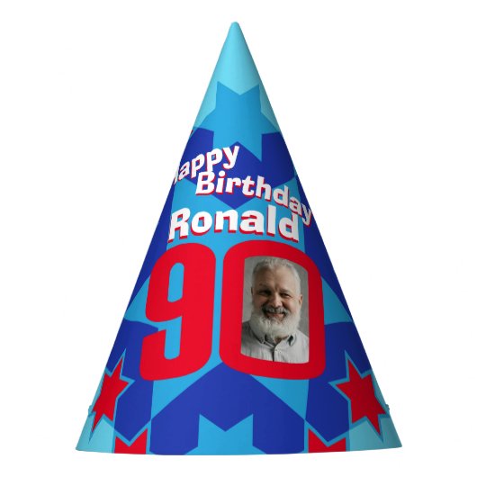 90e verjaardag gepersonaliseerde pet van de fotost feesthoedjes (Voorkant)