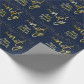 90e verjaardag Glamoureus Navy Gold Cadeaupapier (Hoek)