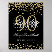 90e verjaardag Glitter Confetti Black Poster (Voorkant)