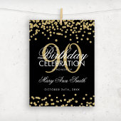 90e verjaardag Glitter Confetti Black Poster