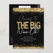 90e verjaardag Gold Black Red het Briefkaart Datum (Voorkant / Achterkant)